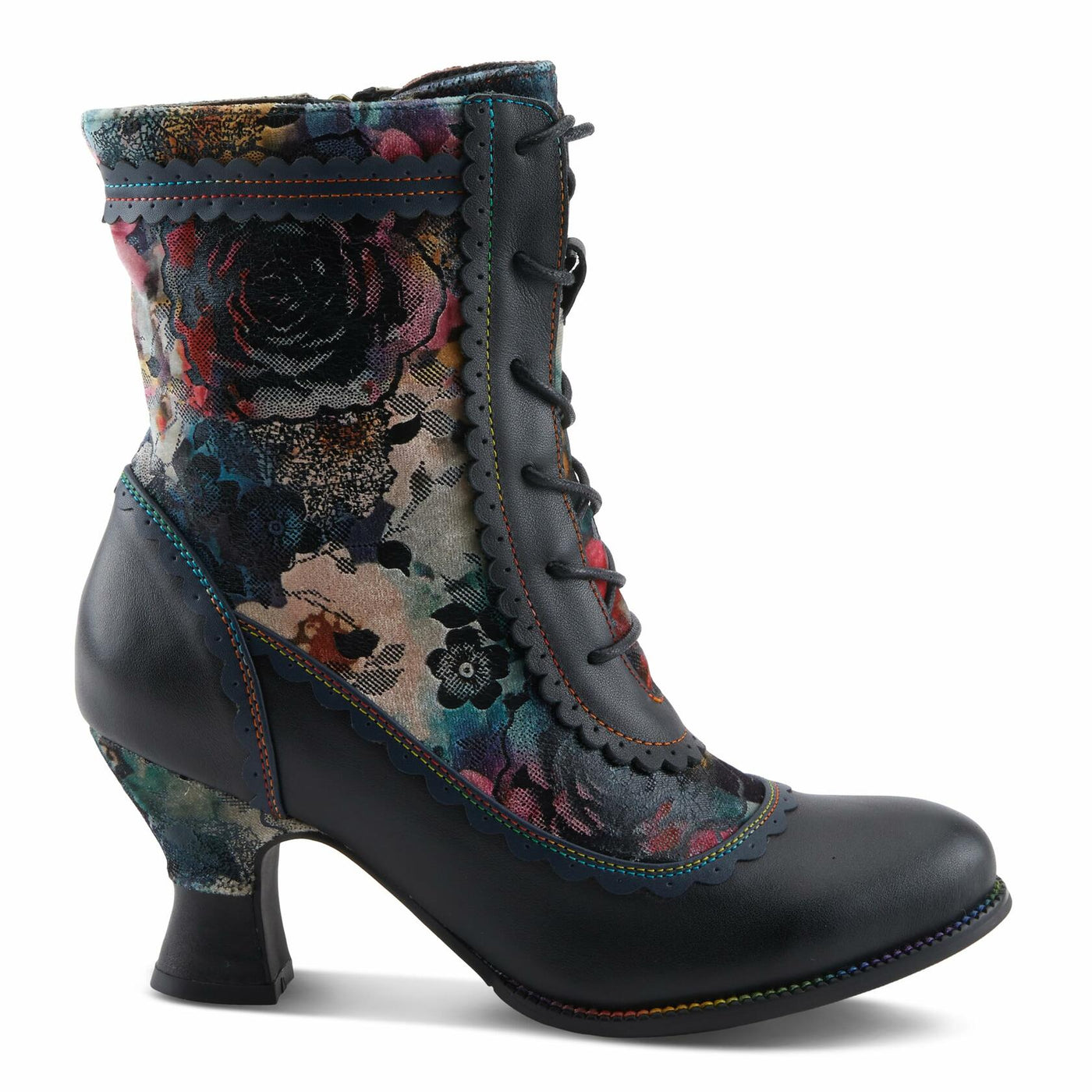 Spring Step L'Artiste Bewitch-Prit Boots | Elegant Hand-Painted Leather Ankle Booties NAVY MULTI EU 43 / US 11.5-12