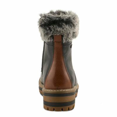 PATRIZIA CANARIO Women’s Winter Boot – Water-Resistant Faux Leather Ankle Boot with Faux Fur Lining & Lug Sole