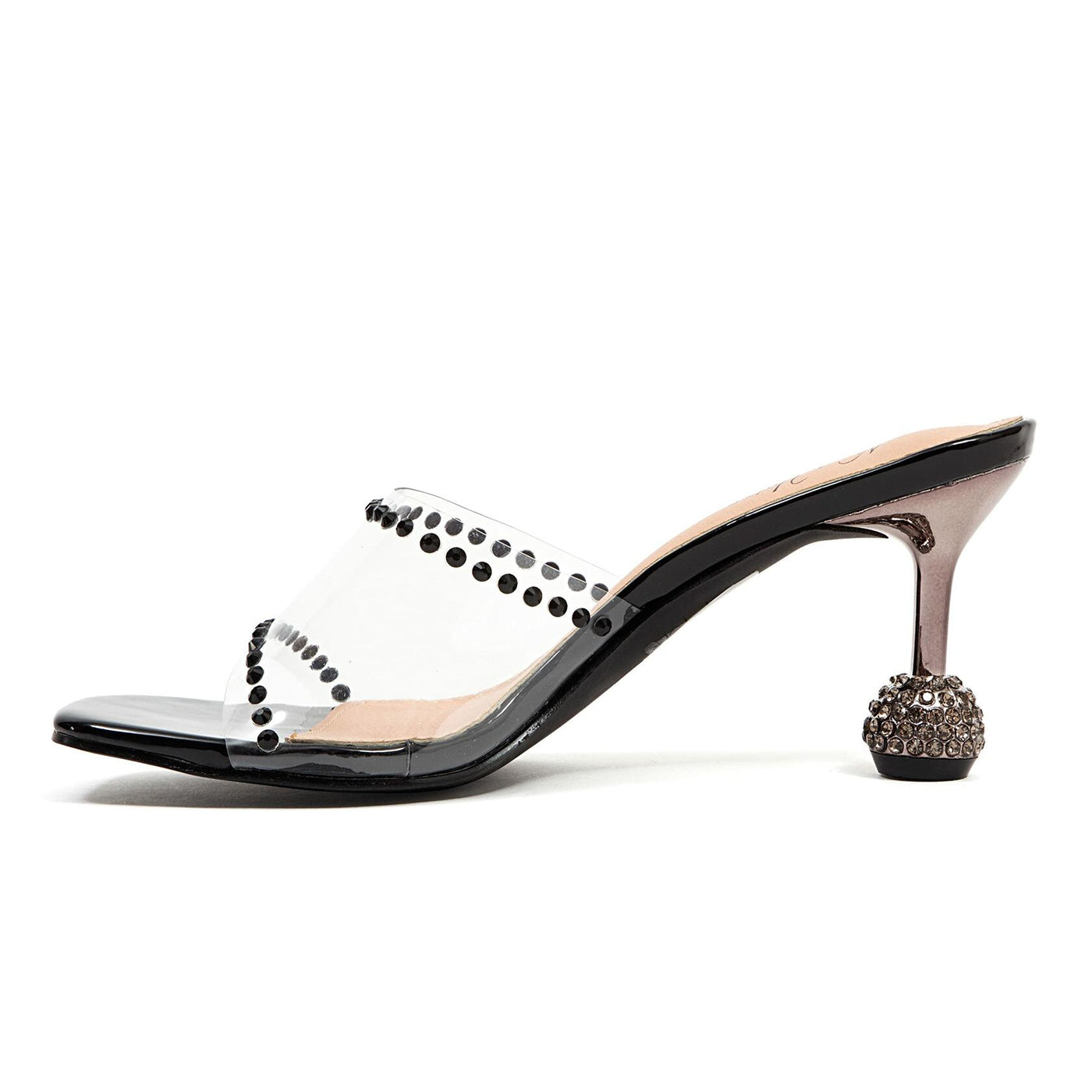 Ninety Union Fancy Lucite Studded Slide Sandal With A High Heel