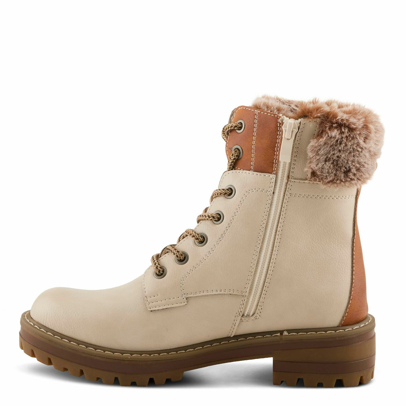 PATRIZIA CANARIO Women’s Winter Boot – Water-Resistant Faux Leather Ankle Boot with Faux Fur Lining & Lug Sole
