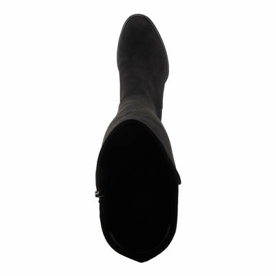 Azura Women's VESUVIUS Over-the-Knee Boot – Ultra-Suede with Crystal Chainlink Detail and Block Heel