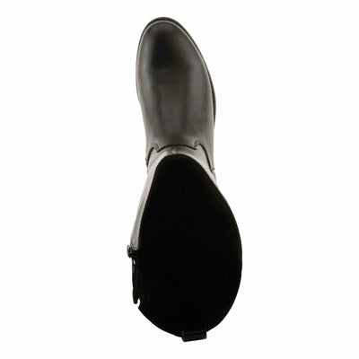 PATRIZIA PAPINA Women’s Tall Riding Boot – Faux Leather Knee-High with Buckle & Stretch Back Panel