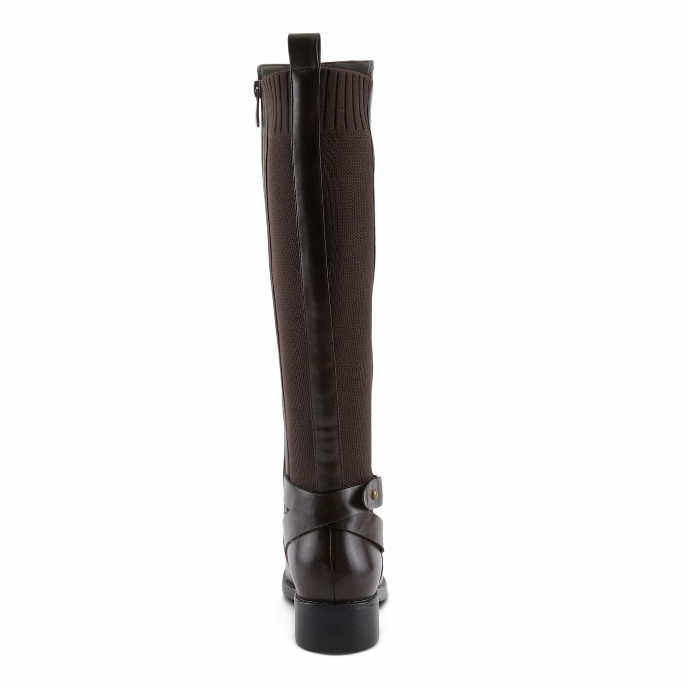 PATRIZIA PAPINA Women’s Tall Riding Boot – Faux Leather Knee-High with Buckle & Stretch Back Panel