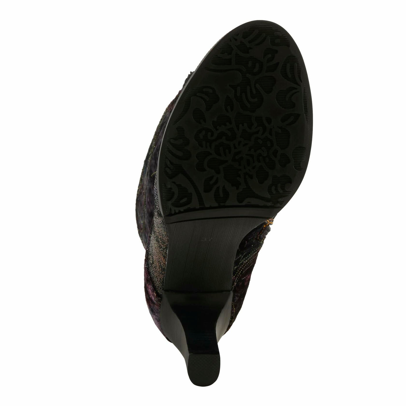 L'Artiste FORUTALUV Women's Embroidered Suede Lace-Up Boot – Baroque Velvet Mid-Shaft with Stacked Heel