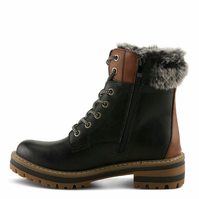 PATRIZIA CANARIO Women’s Winter Boot – Water-Resistant Faux Leather Ankle Boot with Faux Fur Lining & Lug Sole