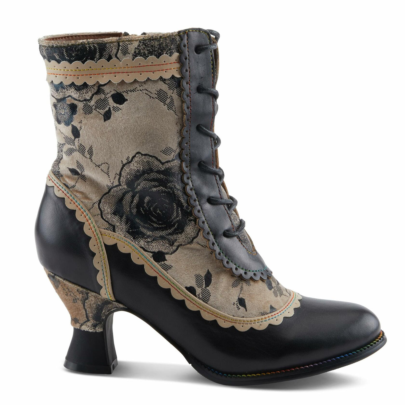 Spring Step L'Artiste Bewitch-Prit Boots | Elegant Hand-Painted Leather Ankle Booties BLACK MULTI EU 38 / US 7.5-8