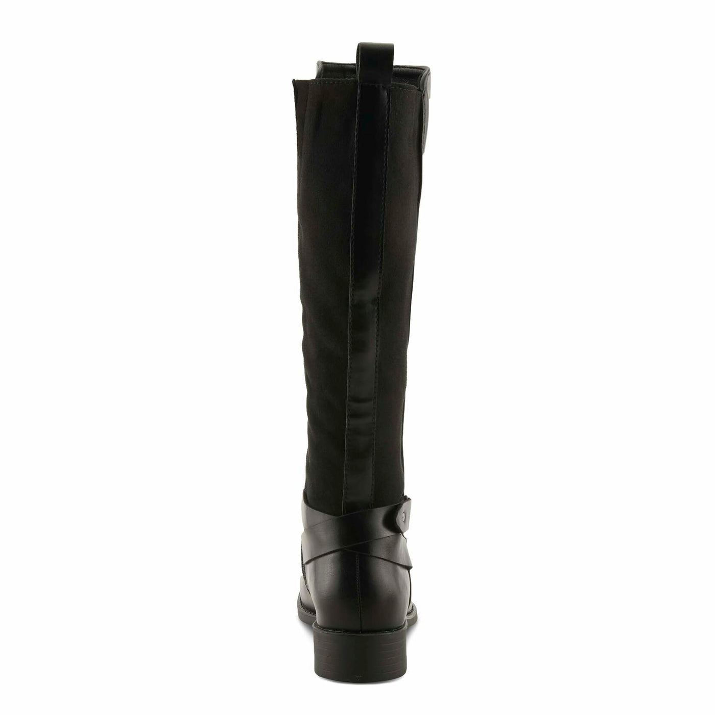 PATRIZIA PAPINA Women’s Tall Riding Boot – Faux Leather Knee-High with Buckle & Stretch Back Panel
