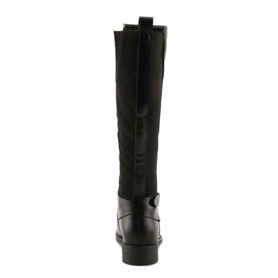 PATRIZIA PAPINA Women’s Tall Riding Boot – Faux Leather Knee-High with Buckle & Stretch Back Panel