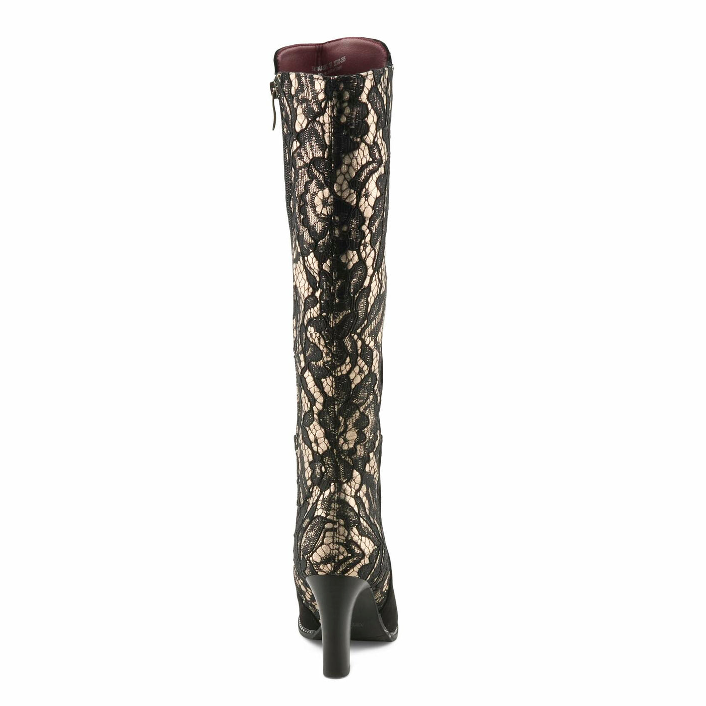 L’Artiste SULTANA Knee-High Suede & Lace Boot – Baroque-Inspired Zip-Up with Mid Heel