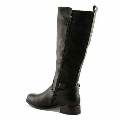 PATRIZIA PAPINA Women’s Tall Riding Boot – Faux Leather Knee-High with Buckle & Stretch Back Panel