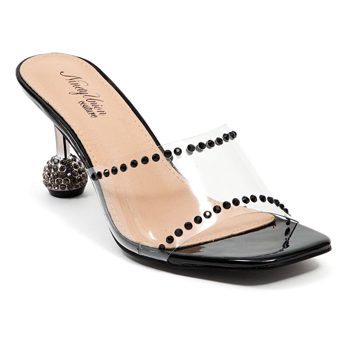 Ninety Union Fancy Lucite Studded Slide Sandal With A High Heel