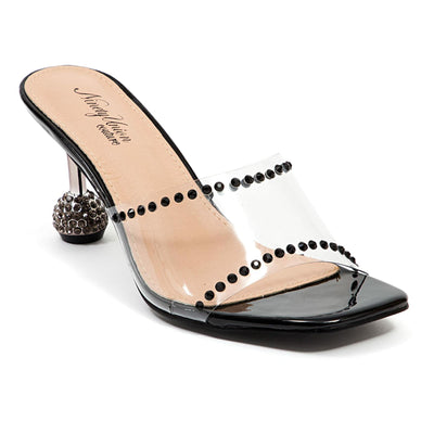 Ninety Union Fancy Lucite Studded Slide Sandal With A High Heel