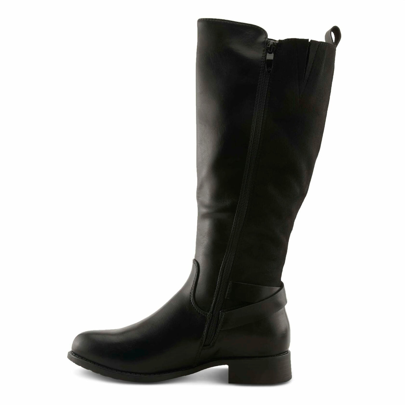 PATRIZIA PAPINA Women’s Tall Riding Boot – Faux Leather Knee-High with Buckle & Stretch Back Panel
