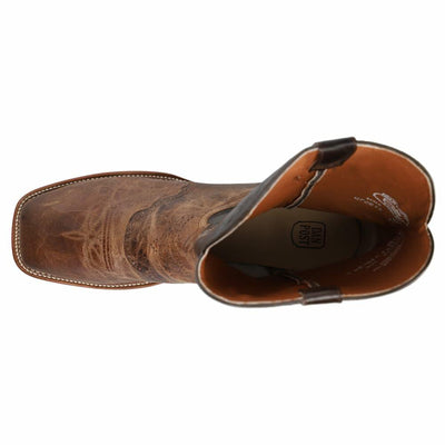 Dan Post Mens Franklin Embroidered Square Toe Pull On Casual Boots Mid Calf - Brown