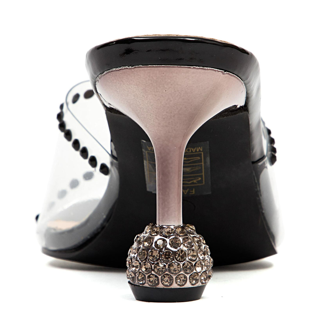 Ninety Union Fancy Lucite Studded Slide Sandal With A High Heel