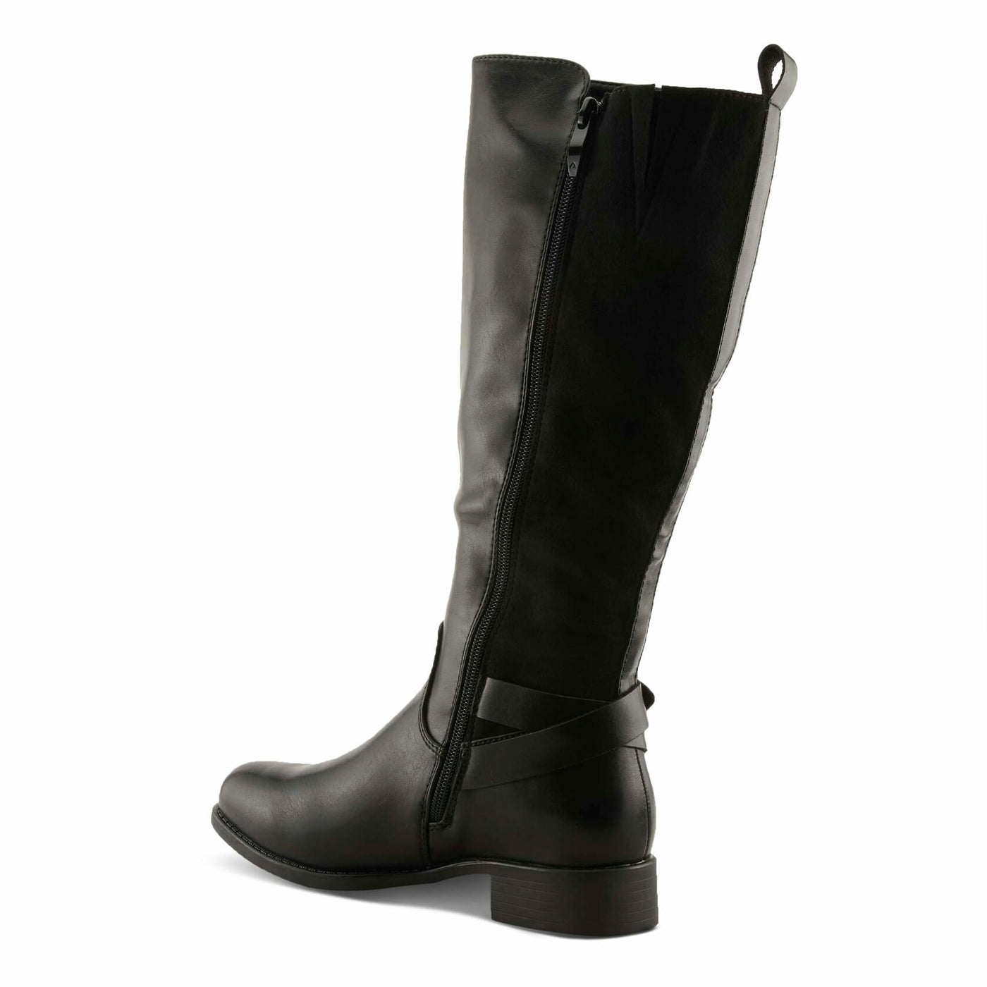 PATRIZIA PAPINA Women’s Tall Riding Boot – Faux Leather Knee-High with Buckle & Stretch Back Panel