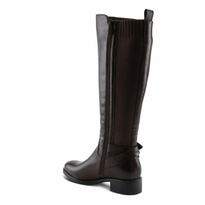 PATRIZIA PAPINA Women’s Tall Riding Boot – Faux Leather Knee-High with Buckle & Stretch Back Panel