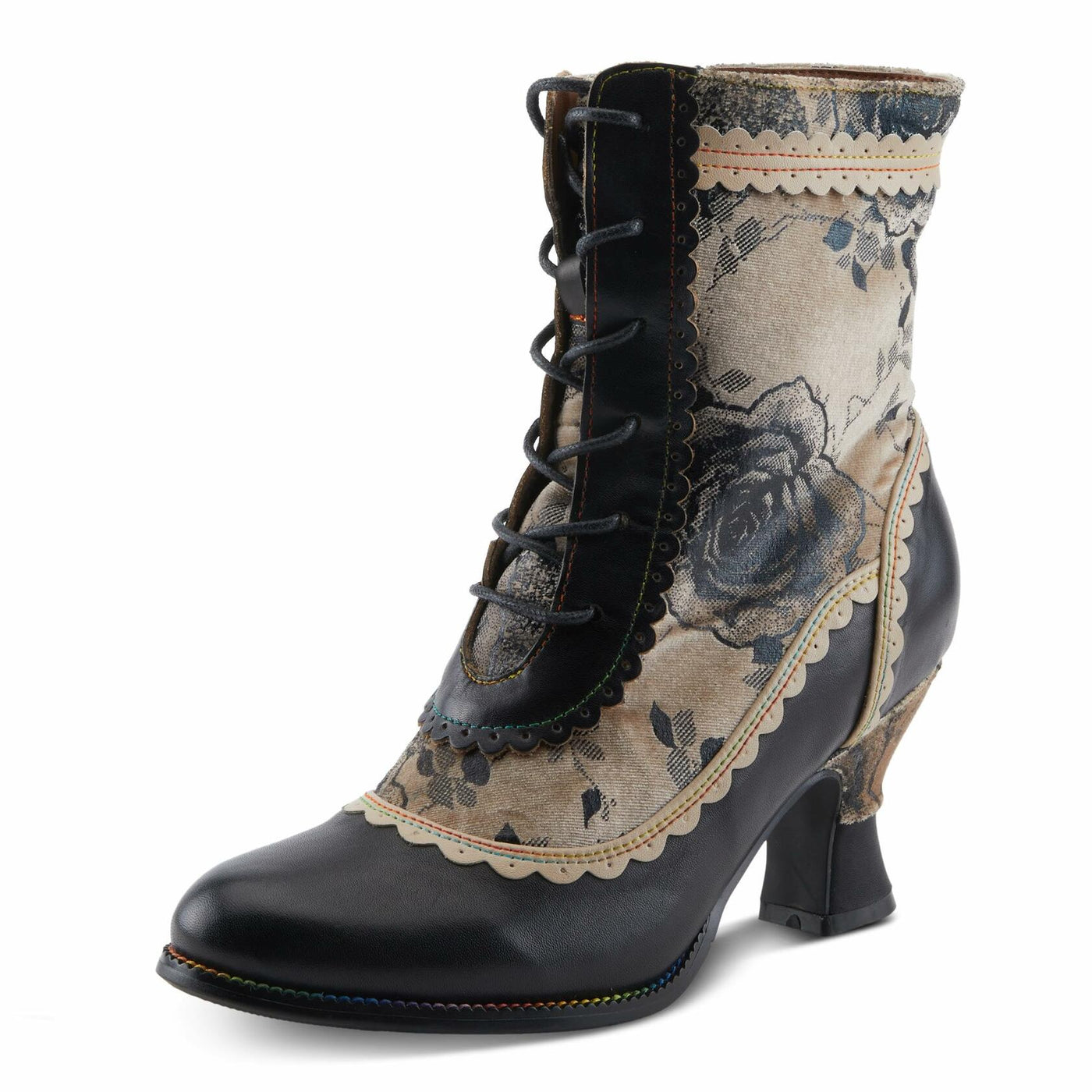 Spring Step L'Artiste Bewitch-Prit Boots | Elegant Hand-Painted Leather Ankle Booties BLACK MULTI EU 39 / US 8.5