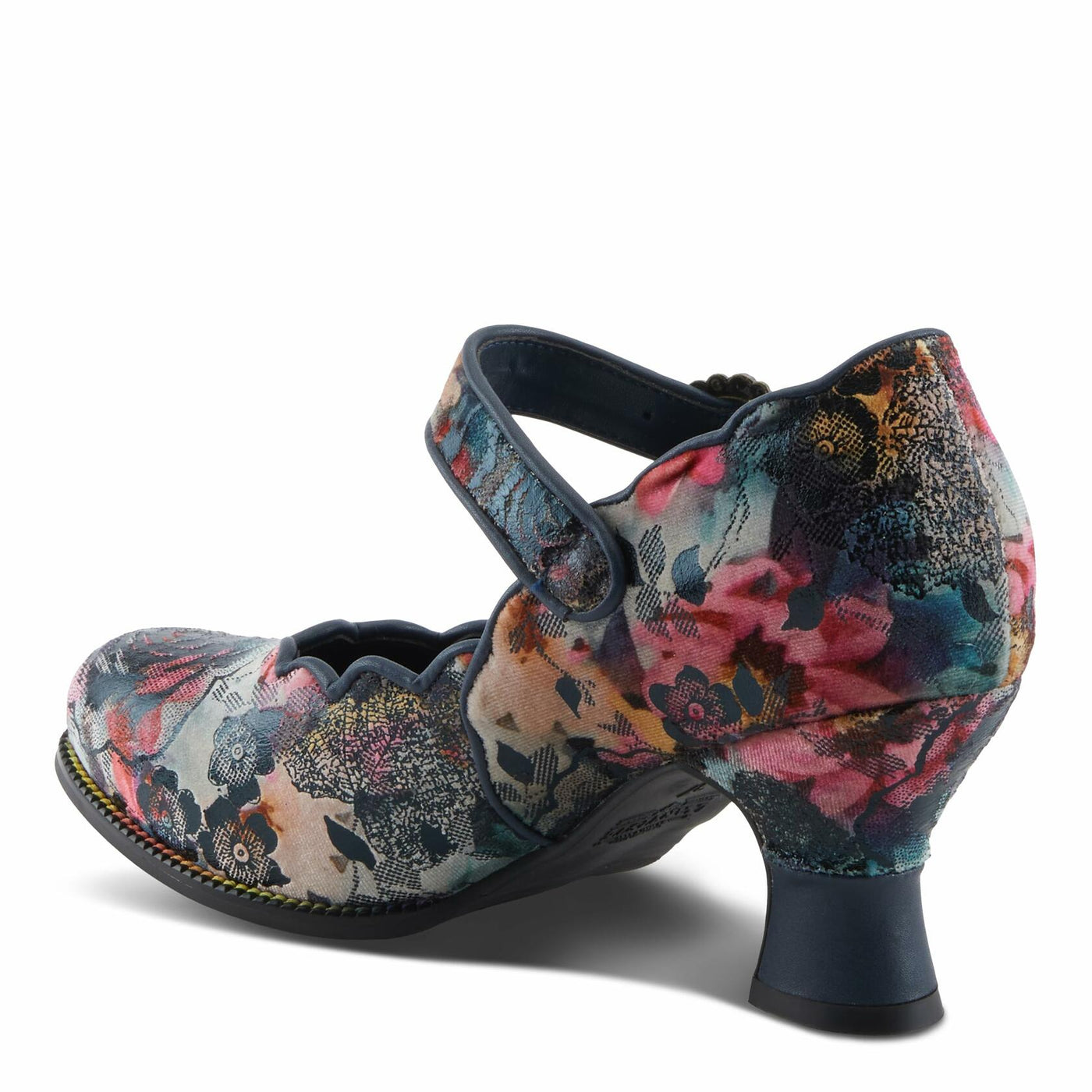 Spring Step L'Artiste Adodora-Prit Mary Jane Pumps | Baroque-Inspired Velvet & Leather Heels NAVY MULTI EU 40 / US 9