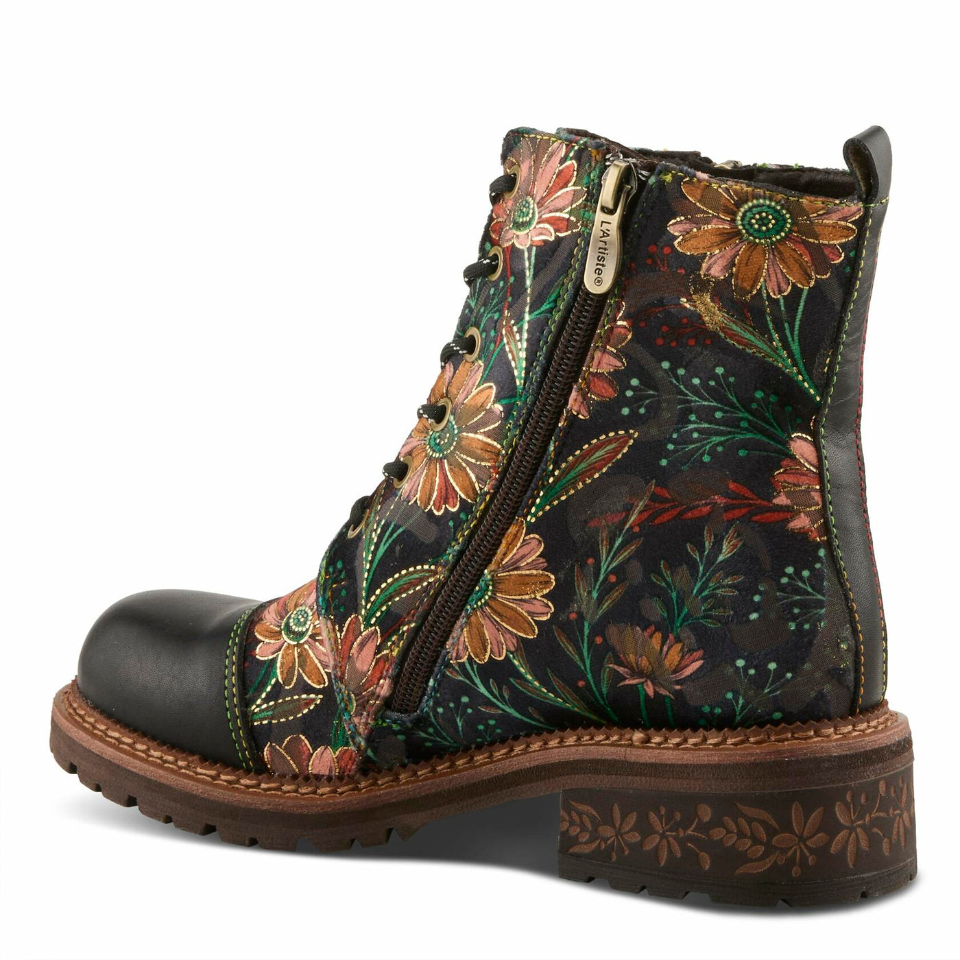 Spring Step L'Artiste Cordea Booties | Embroidered Leather Ankle Boots with Studded Details BLACK MULTI EU 39 / US 8.5