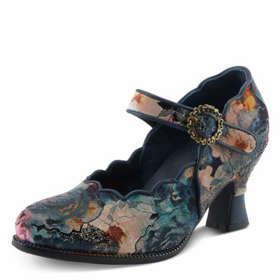 Spring Step L'Artiste Adodora-Prit Mary Jane Pumps | Baroque-Inspired Velvet & Leather Heels NAVY MULTI EU 40 / US 9