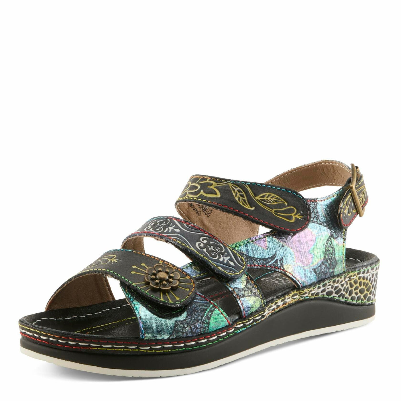 L'Artiste by Spring Step Women's Sumacah-bm Slide Sandal, Black/Multi, 40 EU/9 M US