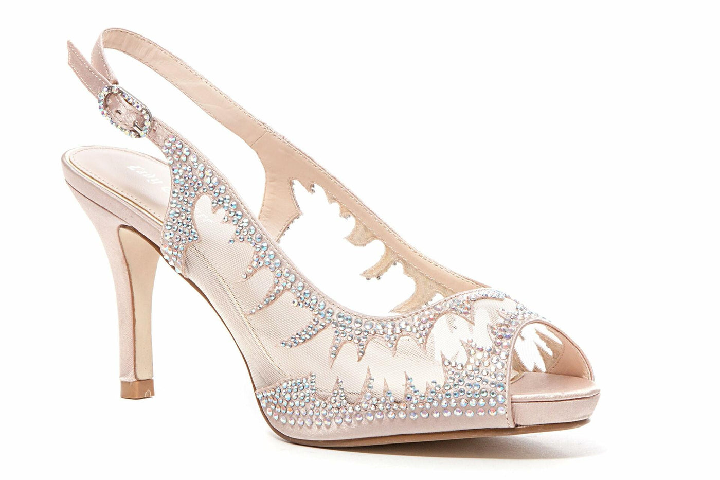 Lady Couture Women’s Mesh Platform Slingback Heels | Spicy Dressy Shoes with Buckle Closure | Synthetic Upper & Rubber Sole | Elegant Party, Wedding & Evening Heels, Spicy Silver