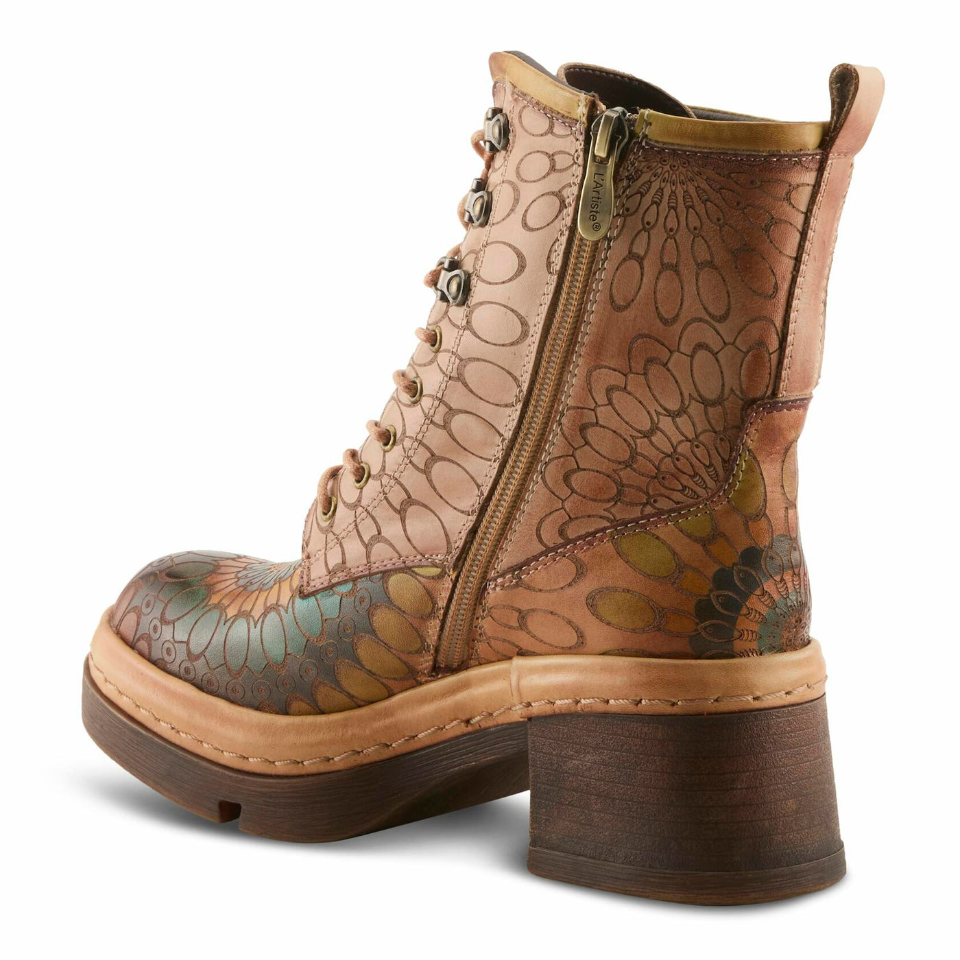Spring Step L'Artiste Carnivale Booties | Hand-Painted Leather Ankle Boots with Lace-Up Design