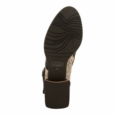 Spring Step L'Artiste Women’s Hand-Painted Leather Ankle Boots — Bold Buckle Strap with Side Zipper Closure — Cushioned Faux Fur Insole, 2" Block Heel