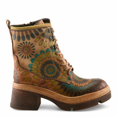 Spring Step L'Artiste Carnivale Booties | Hand-Painted Leather Ankle Boots with Lace-Up Design