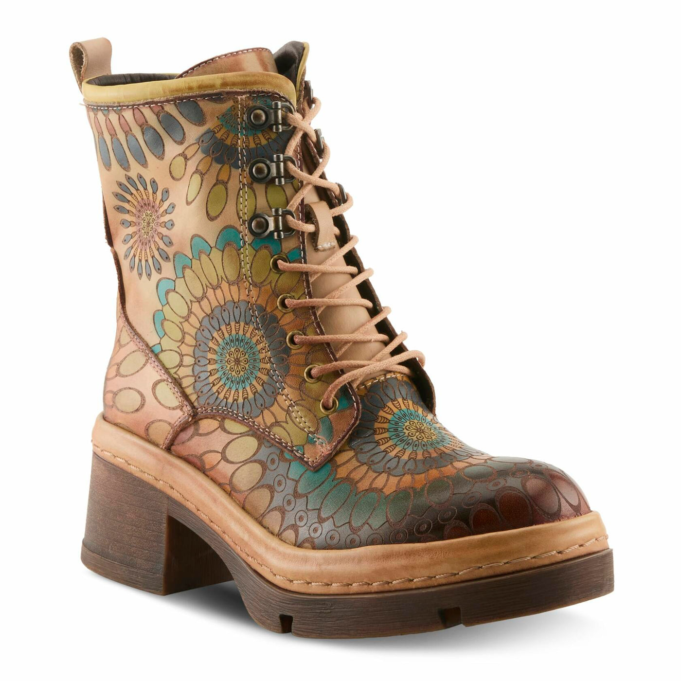 Spring Step L'Artiste Carnivale Booties | Hand-Painted Leather Ankle Boots with Lace-Up Design