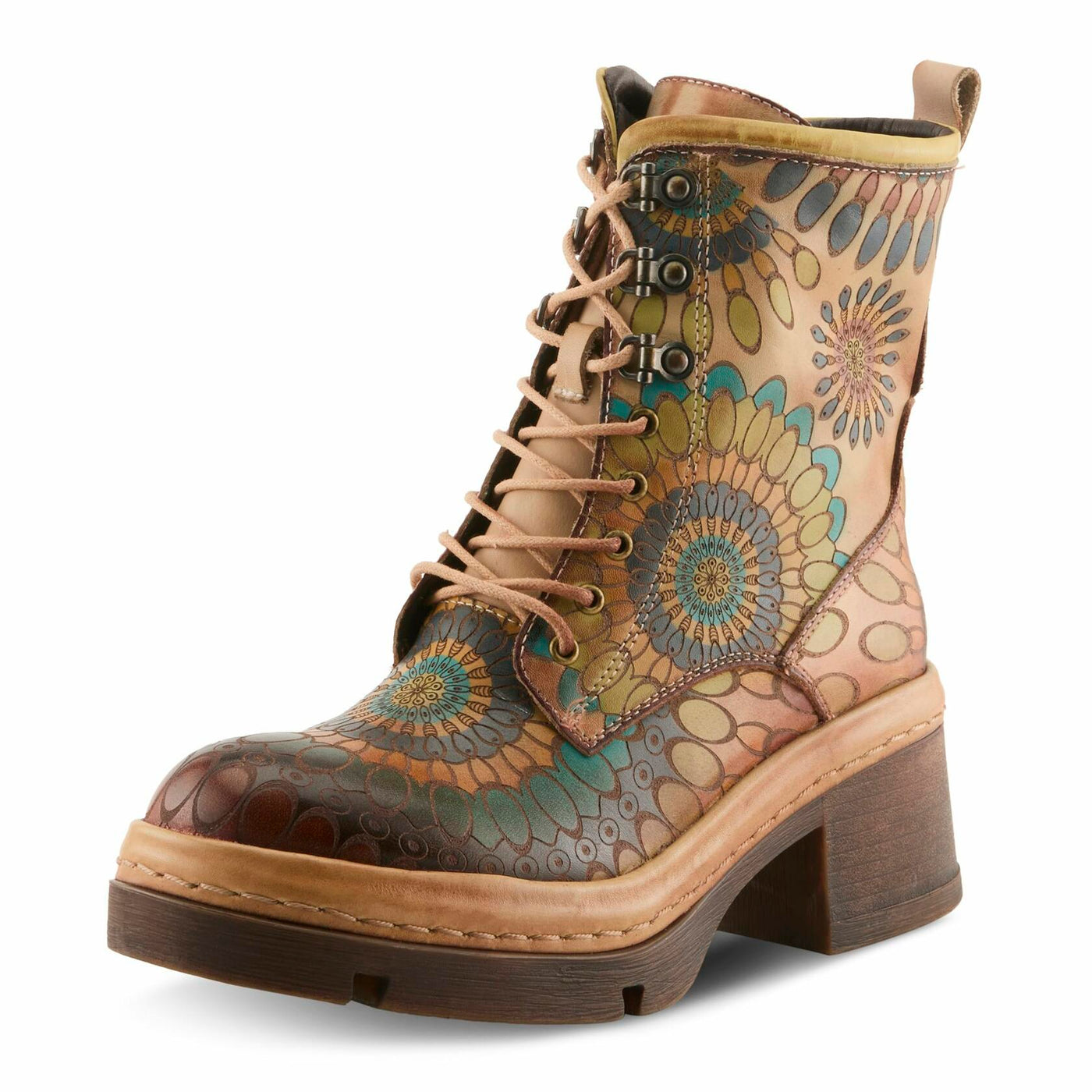 Spring Step L'Artiste Carnivale Booties | Hand-Painted Leather Ankle Boots with Lace-Up Design