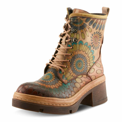 Spring Step L'Artiste Carnivale Booties | Hand-Painted Leather Ankle Boots with Lace-Up Design