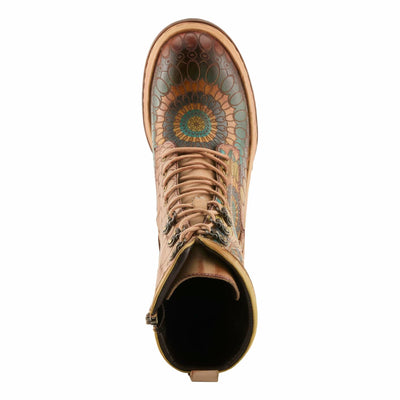 Spring Step L'Artiste Carnivale Booties | Hand-Painted Leather Ankle Boots with Lace-Up Design