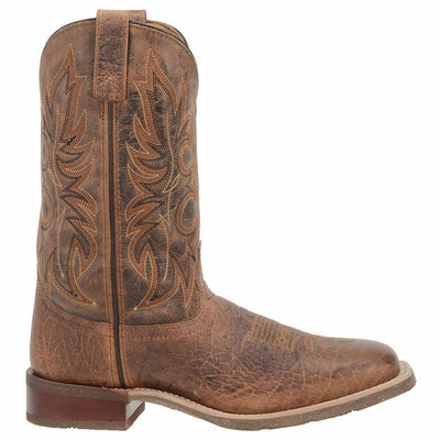 Laredo Mens Montana Embroidered Square Toe Pull On Casual Boots Mid Calf - Brown