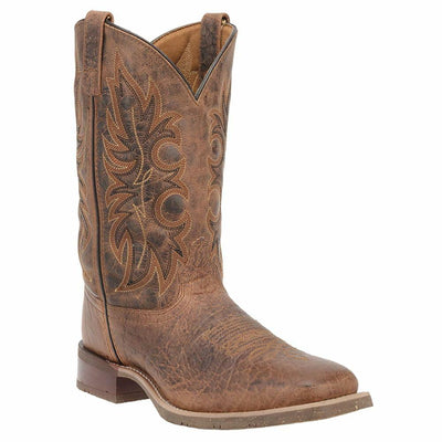 Laredo Mens Montana Embroidered Square Toe Pull On Casual Boots Mid Calf - Brown