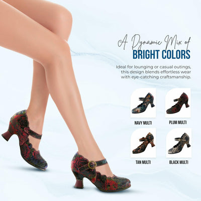 Spring Step L'Artiste Adodora-Prit Mary Jane Pumps | Baroque-Inspired Velvet & Leather Heels TAN MULTI EU 37 / US 6.5-7