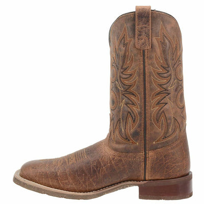 Laredo Mens Montana Embroidered Square Toe Pull On Casual Boots Mid Calf - Brown