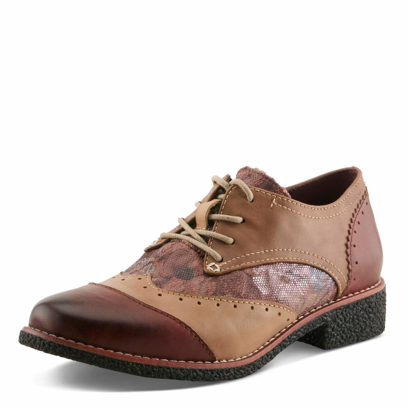 L'Artiste BARGIASTI-FLO Baroque Leather Oxford – Lace-Up Loafer with Floral Embossed Detailing