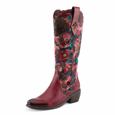L'Artiste by Spring Step Women's Rodeo Queen-Viv Knee High Boot, Red Multi, 7