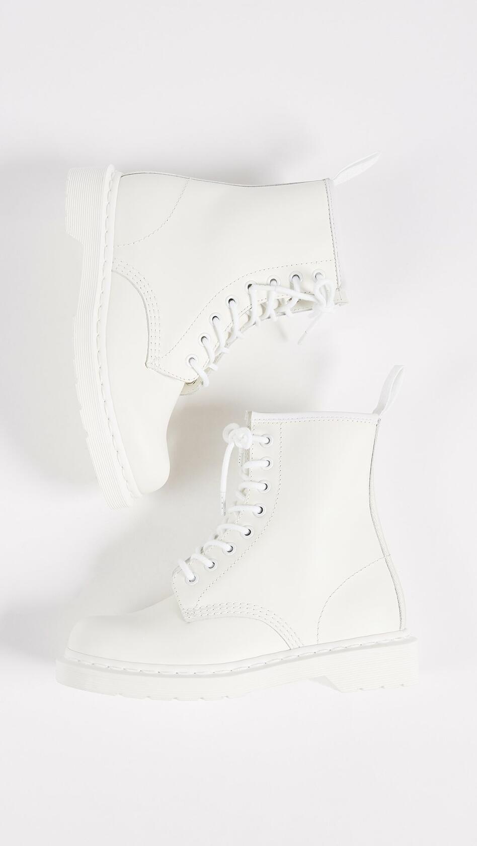 Dr. Martens, 1460 Original Smooth Leather 8-Eye Boot for Men and Women, White Smooth, 7 US Women/6 US Men