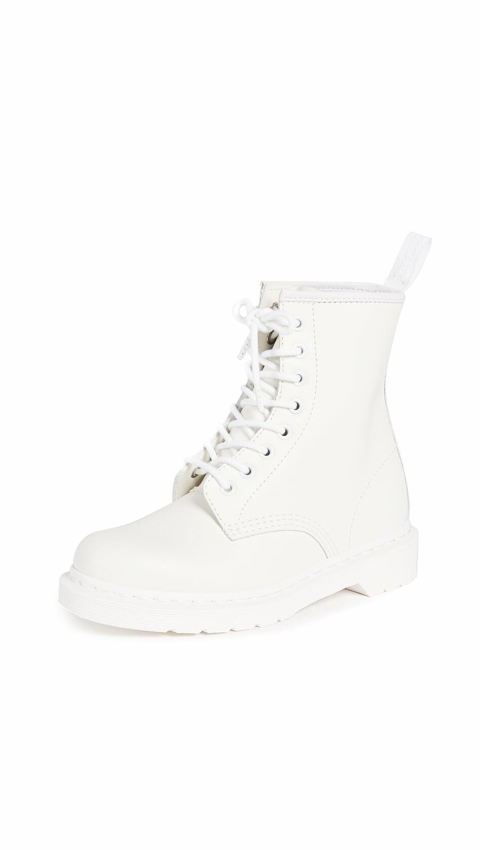 Dr. Martens, 1460 Original Smooth Leather 8-Eye Boot for Men and Women, White Smooth, 6 US Women/5 US Men