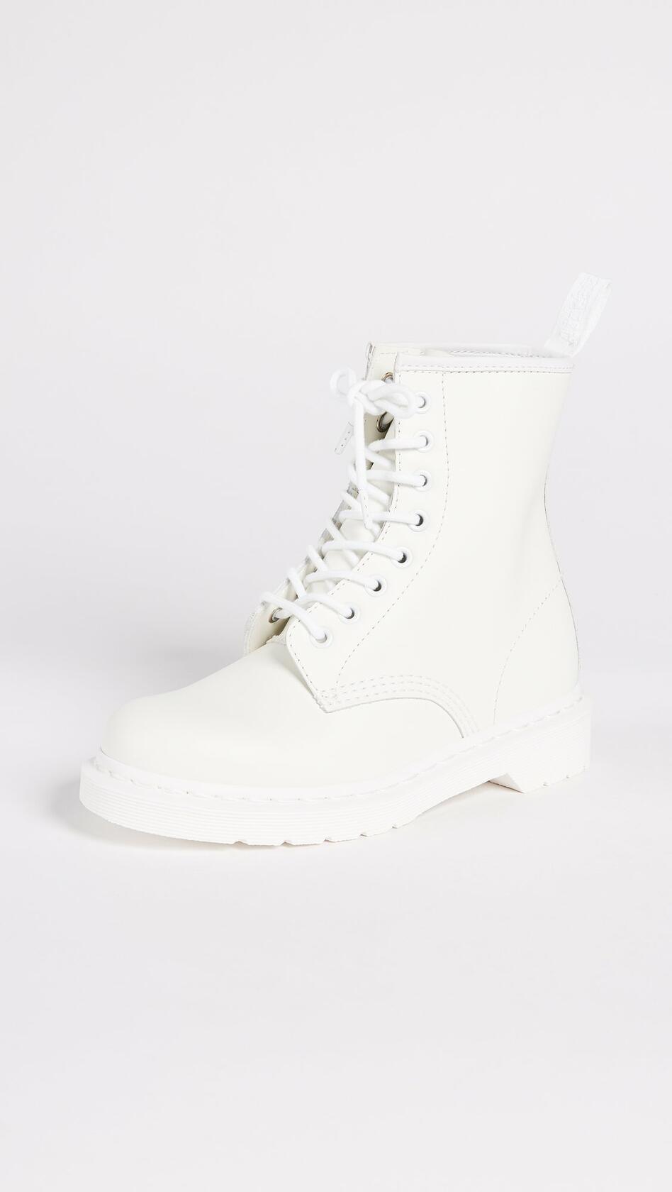Dr. Martens, 1460 Original Smooth Leather 8-Eye Boot for Men and Women, White Smooth, 6 US Women/5 US Men