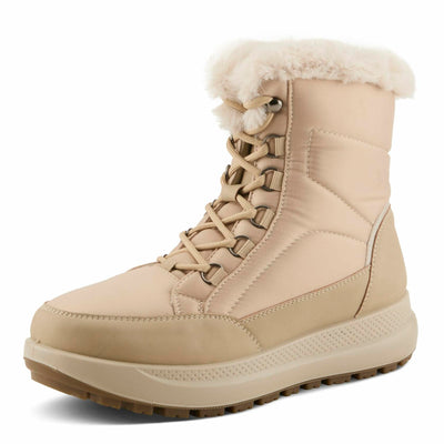 Flexus LAROUI Women’s Waterproof Winter Bootie – Faux Fur Lined Nylon Upper with Platform Sole and Slip-On Ease – Cold Weather Ankle Boot