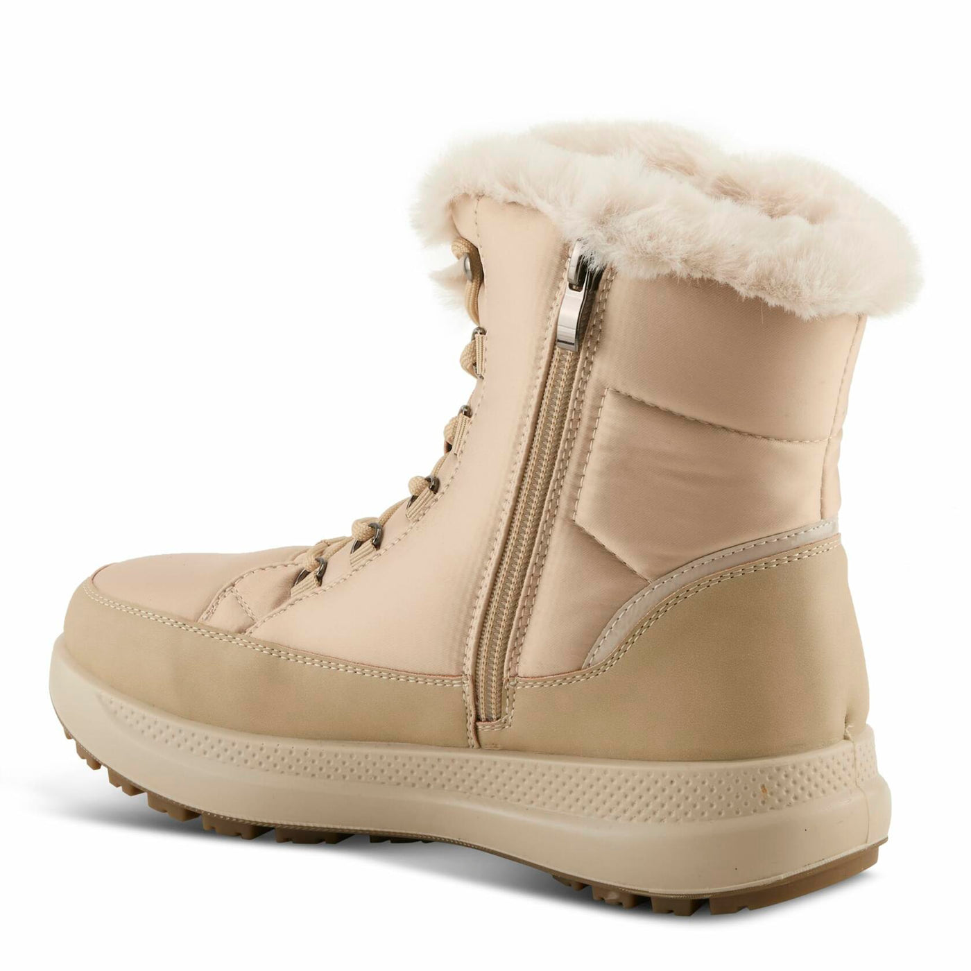 Flexus LAROUI Women’s Waterproof Winter Bootie – Faux Fur Lined Nylon Upper with Platform Sole and Slip-On Ease – Cold Weather Ankle Boot