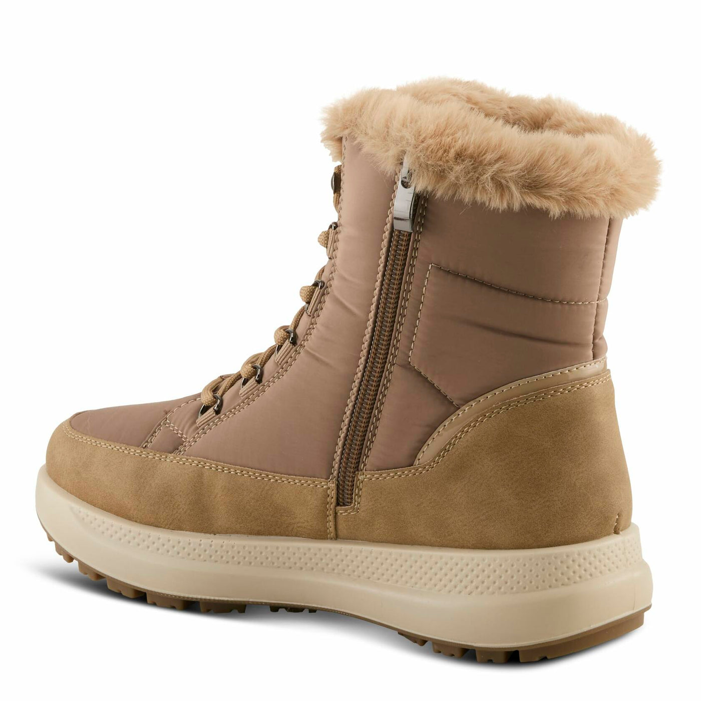 Flexus LAROUI Women’s Waterproof Winter Bootie – Faux Fur Lined Nylon Upper with Platform Sole and Slip-On Ease – Cold Weather Ankle Boot