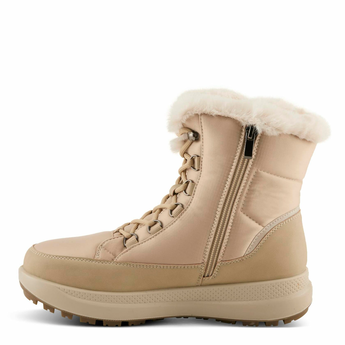 Flexus LAROUI Women’s Waterproof Winter Bootie – Faux Fur Lined Nylon Upper with Platform Sole and Slip-On Ease – Cold Weather Ankle Boot