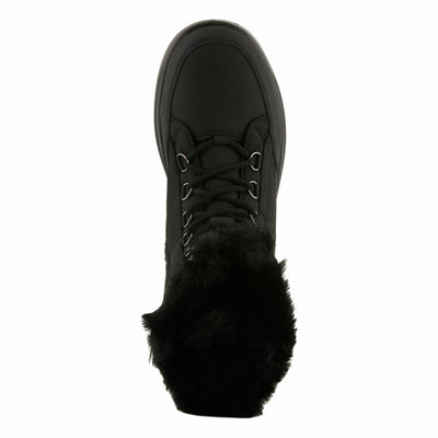 Flexus LAROUI Women’s Waterproof Winter Bootie – Faux Fur Lined Nylon Upper with Platform Sole and Slip-On Ease – Cold Weather Ankle Boot