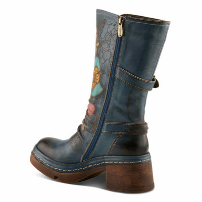 Spring Step L'Artiste Coolvibes Platform Boots | Hand-Painted Leather Mid-Shaft Boots with Buckle Detail
