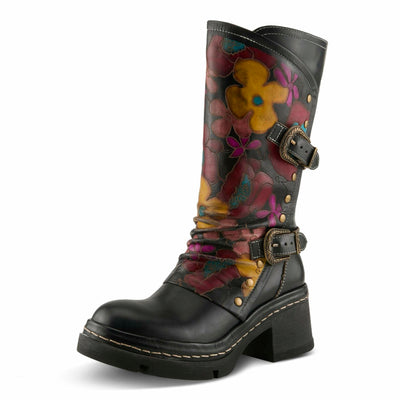 Spring Step L'Artiste Coolvibes Platform Boots | Hand-Painted Leather Mid-Shaft Boots with Buckle Detail